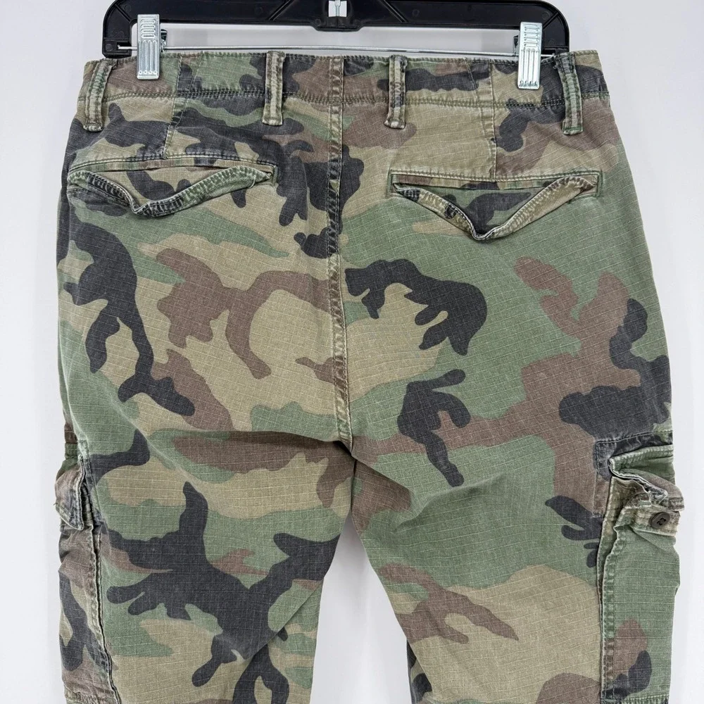 Gap Mens Slim Taper Camo Cargo Pants Woodland Ripstop 30x30 Stretch Trousers